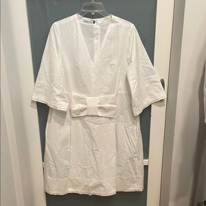 Les Filles D’ailleurs White A-line Full Dress with Pockets and Wide Sleeves, NWT